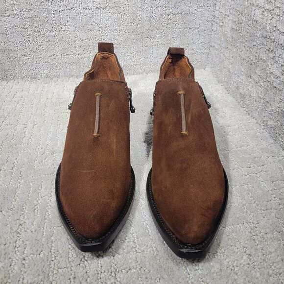 Frye Sacha Moto Shootie Womens Size 6.5B Brown Suede Side Zip Bootie Boots